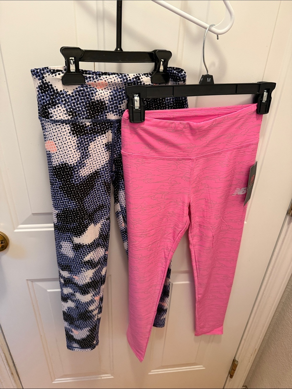 New Balance Girls' Pink & Blue Patterned Active Leggings Set